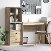 vidaXL Skrivbord med låda med hylla med lagring 2 pcs Sonoma-ek