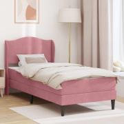 vidaXL Sängram med huvudgavel Rosa 90 x 200 cm Sammet