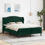 vidaXL Sängram med huvudgavel 2 pcs Mörkgrön 120 x 190 cm Sammet