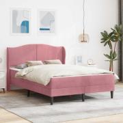 vidaXL Sängram med huvudgavel Rosa 140 x 200 cm Sammet