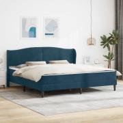 vidaXL Sängram med huvudgavel Blå 200 x 200 cm Sammet