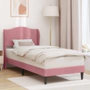 vidaXL Sängram med huvudgavel Rosa 90 x 190 cm Sammet