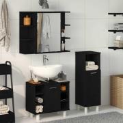 vidaXL Badrumsmöbelset 3 pcs Svart 30 x 30 x 99,5 cm Konstruerat trä