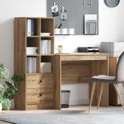 vidaXL Skrivbord med låda med hylla med lagring 2 pcs Artisan Ek
