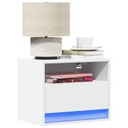 vidaXL Väggmonterade sängbord med LED-lampor 2 st vit