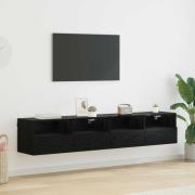 vidaXL TV-väggskåp 2 pcs Svart Ek 80 x 30 x 30 cm Konstruerat trä