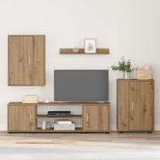 vidaXL TV-bänkset Väggmonterad 4 pcs Artisan Ek Konstruerat trä