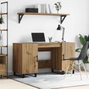 vidaXL Skrivbord med hylla artisan ek 140 x 50 x 75 cm Konstruerat trä
