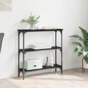vidaXL Konsolbord med hylla Svart Ek 75 x 22,5 x 75 cm Konstruerat trä