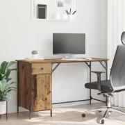 vidaXL Datorbord med låda Gammalt trä 131 x 48 x 75 cm Konstruerat trä
