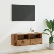 vidaXL TV Vägghylla Gammalt trä 80 x 30 x 30 cm Konstruerat trä