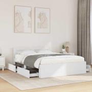 vidaXL Sängram med huvudgavel 2 pcs Vit 137 x 188 cm Konstruerat trä
