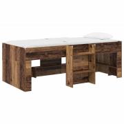 vidaXL Barns hög sängram 2 pcs Gammalt trä 90 x 190 cm Konstruerat trä