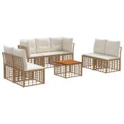 vidaXL Utomhussoffset 8 pcs Naturlig och Creamvit Polyester