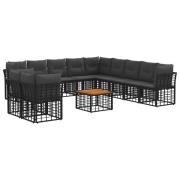 vidaXL Utomhussoffset 12 pcs Svart och Mörkgrå Polyester
