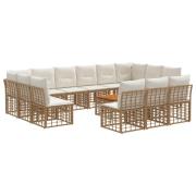 vidaXL Utomhussoffset 14 pcs Naturlig och Creamvit Polyester