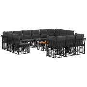vidaXL Utomhussoffset 14 pcs Svart och Mörkgrå Polyester