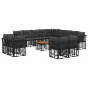 vidaXL Utomhussoffset 14 pcs Svart och Mörkgrå Polyester