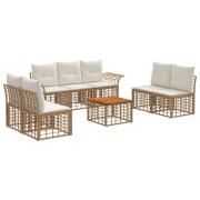 vidaXL Utomhussoffset 8 pcs Naturlig och Creamvit Polyester