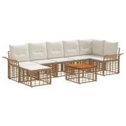 vidaXL Utomhussoffset 8 pcs Naturlig och Creamvit Polyester