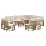 vidaXL Utomhussoffset 13 pcs Naturlig och Creamvit Polyester