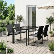 vidaXL Trädgårdsmöbelset 5 pcs Svart och Anthracit 140 x 70 x 73 cm