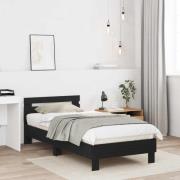 vidaXL Sängram med huvudgavel Svart ek 80 x 200 cm Konstruerat trä