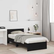 vidaXL Sängram med huvudgavel Svart ek 80 x 200 cm Konstruerat trä