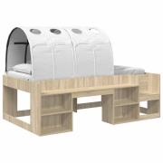 vidaXL Sängram med tunnel med hylla Sonoma-ek och vit 90 x 190 cm