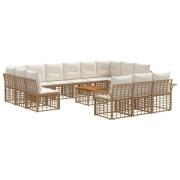 vidaXL Utomhussoffset 14 pcs Naturlig och Creamvit Polyester