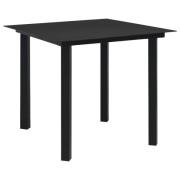vidaXL Trädgårdsbord svart 80x80x74 cm stål och glas