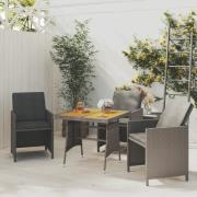 vidaXL Matbord för trädgård grå 70x70x72cm konstrotting massiv akacia