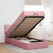 vidaXL Ottoman sängram med madrass rosa 100x200 cm sammet