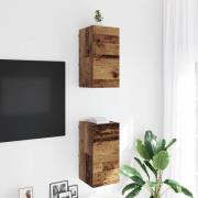 vidaXL Väggmonterat TV-förråd Gammalt trä 30,5 x 30 x 30 cm