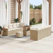 vidaXL Trädgårdsoffset 11 pcs Beige konstrotting
