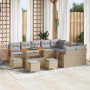 vidaXL Trädgårdsoffset 13 pcs Beige konstrotting