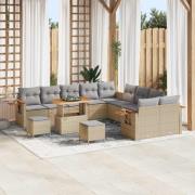 vidaXL Trädgårdsoffset 13 pcs Beige konstrotting