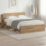 vidaXL Sängram med förvaring Artisan-ek 140 x 190 cm Konstruerat trä