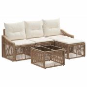 vidaXL Trädgårdsoffset 5 pcs Beige konstrotting