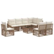 vidaXL Trädgårdsoffset 9 pcs Beige konstrotting