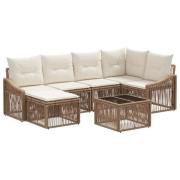 vidaXL Trädgårdsoffset 7 pcs Beige konstrotting