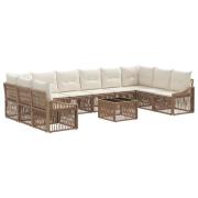 vidaXL Trädgårdsoffset 11 pcs Beige konstrotting