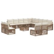 vidaXL Trädgårdsoffset 14 pcs Beige konstrotting