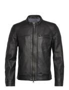 Jofama Costner Zipped Leather Jacket Svart