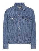 Karl Lagerfeld Diagonal Aop Denim Jacket Blå