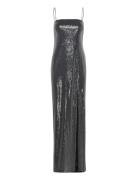 ROTATE Birger Christensen Sequin Maxi Slit Dress Svart