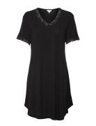 Lady Avenue Bamboo Short Sleeve Nightdress With Svart