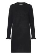 Selected Femme Slfsia Ras Frill Ls Knit Dress Svart