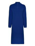 Selected Femme Slfkamma Half Zip Ls Knit Dress Camp Blå