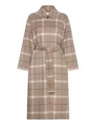 GANT Checked Handstitched Car Coat Beige